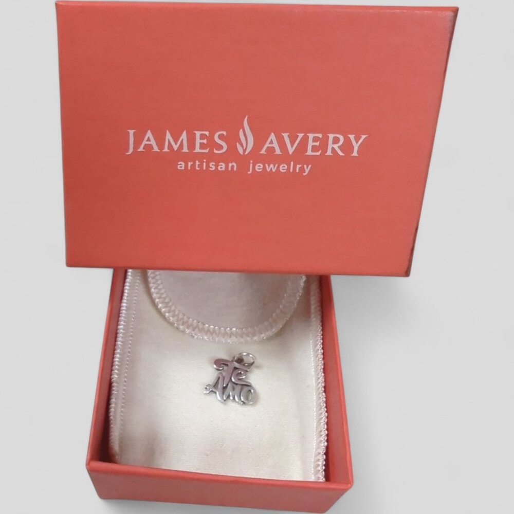 JAMES AVERY 925 Sterling Silver Vintage Te Amo Pendant Love Script Design w/ Box
